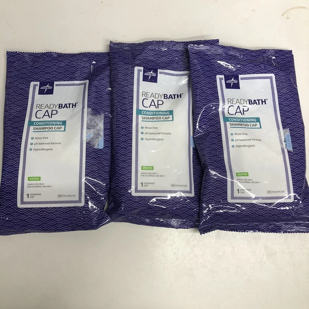 (Lot 3) MEDLINE Ready Bath Conditioning Shampoo Cap Scented Rinse-Free MSC095230